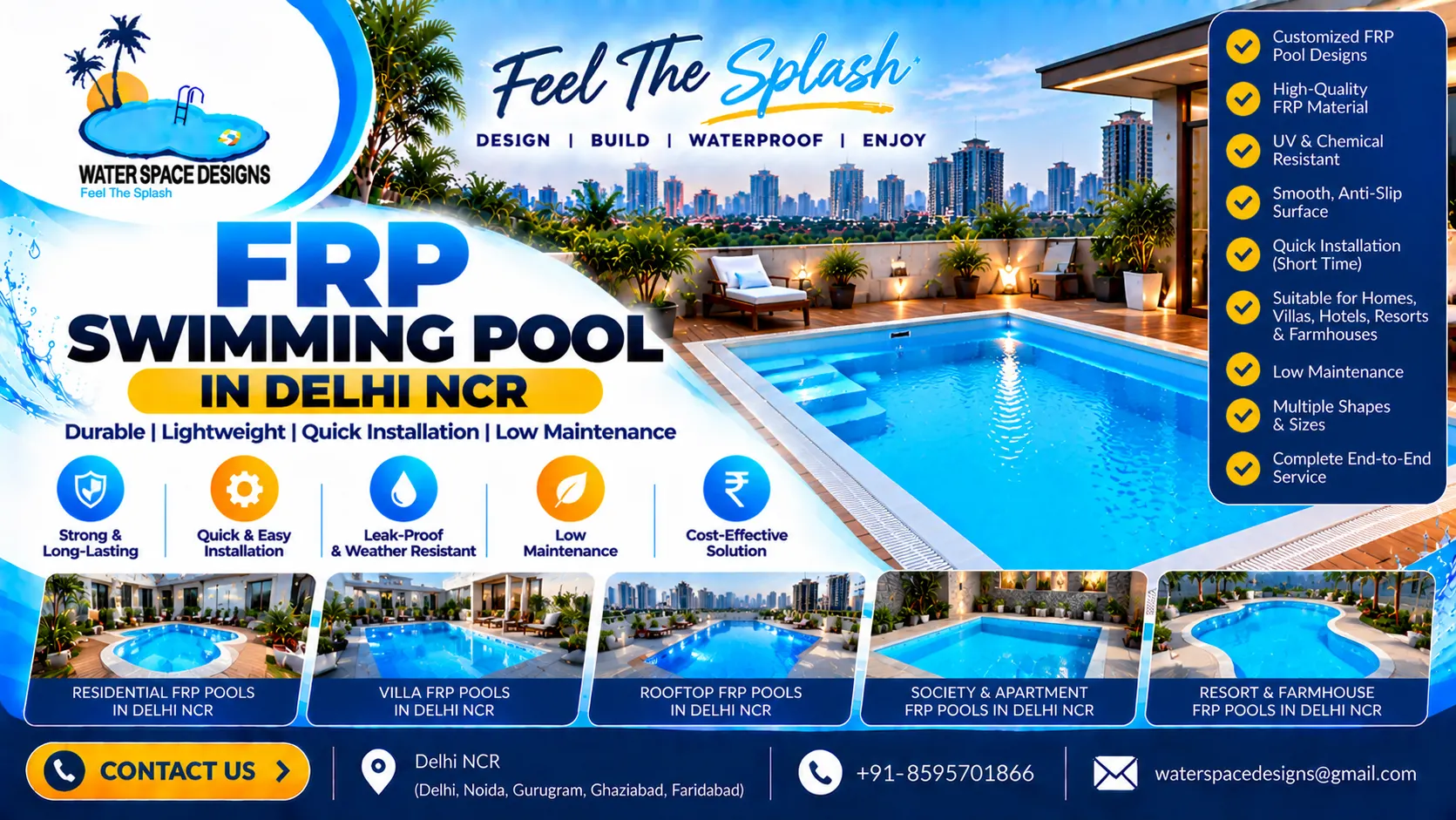 FRP Swimming Pool in Delhi NCR