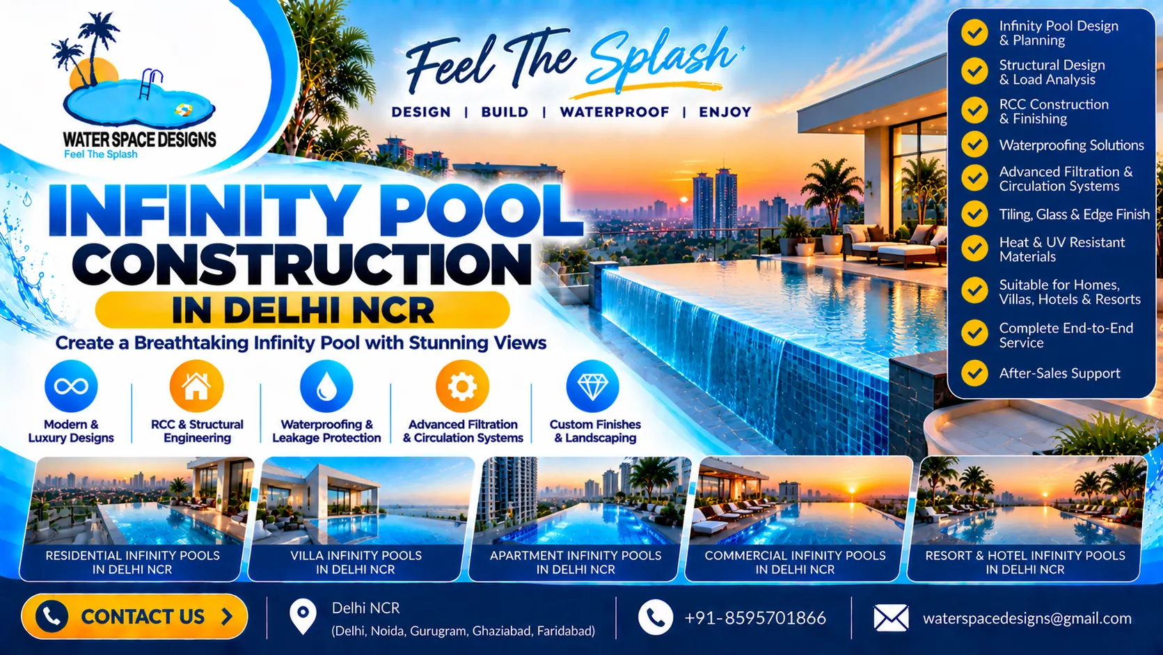 Infinity Pool Construction in Delhi NCR