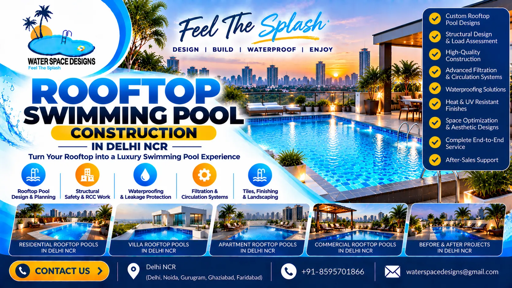 Rooftop Swimming Pool Construction in Delhi NCR
